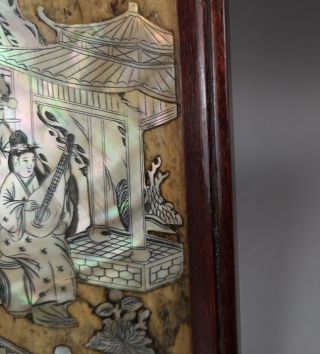 A very fine Chinese 18C wood/mother of pearl plaque - Qianlong 5