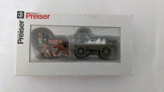 Preiser Miniatures Ho Horse Drawn Wagon With Rider Open Box