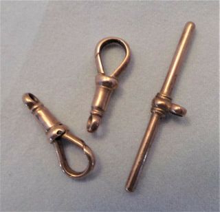 Fab Antique C1900 9ct Rose Gold Dog Clips & T Bar Matching - Maker Whw,  Ld