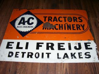 Vintage Allis Chalmers Tractor Dealer - Tin Sign - 18 " X 24 " -