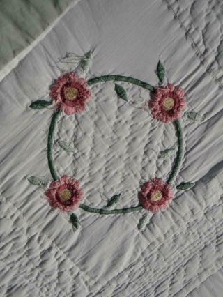 Fine Vintage Circle Of Life Antique Rose Rings Of Roses Embroidery & Ivy Quilt