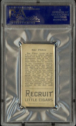 1912 T207 Tobacco Brown Background Ray Fisher White Cap Recruit Back PSA 2 MC 2
