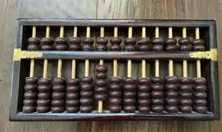 Vintage Asian Chinese Wood Abacus Rosewood? Huanghuali? 91 Bead 13 Rods
