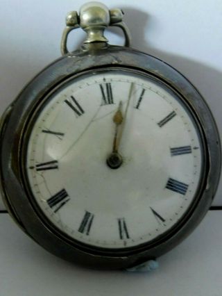 Antique Solid Silver Fusee / Verge Pair Case Pocket Watch - J.  Richards London