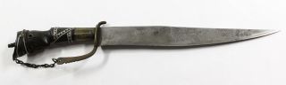 Vintage WWII era Philippine Bolo knife carved pommel handle n kris barong Moro 2
