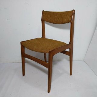 Vintage Erik Buch Style Teak Wood Fabric Mid Century Danish Modern Dining Chair