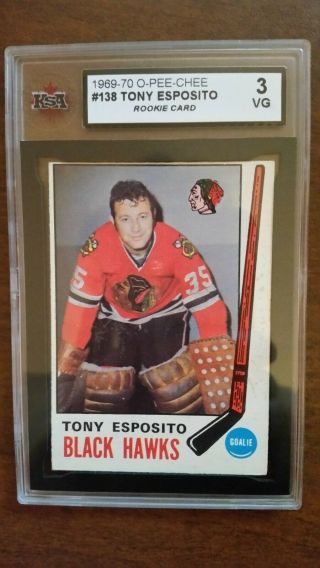 1969 - 70 O - Pee - Chee Tony Esposito 138 Rookie Card Ksa 3