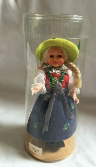 Vintage Wipptal Tyrol Austria Traditional Costume Souvenir Doll 5.  5 Inch Boxed