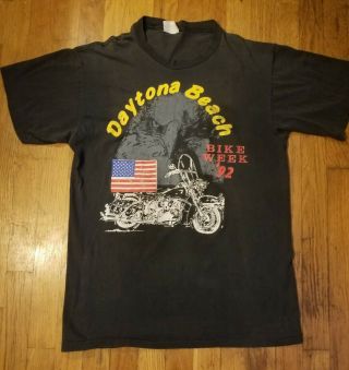 Vintage 1992 Daytona Bike Week T Shirt 92 Tee Sz M Florida Usa Harley Davidson