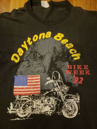 Vintage 1992 Daytona Bike Week T Shirt 92 Tee Sz M Florida USA Harley Davidson 2