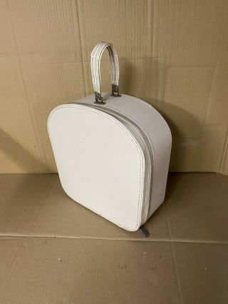 Vintage White Train Case Luggage Carry - On / Hat Box,  (brand - Name,  Travins)