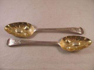 Pair Antique English.  925 Sterling Silver Berry Spoon G Smith Fearn London 1788