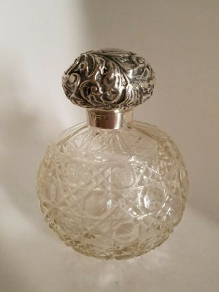 Rare Sterling Silver Cut Glass Cologne Perfume Bottle