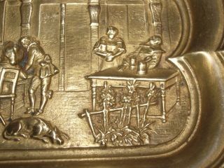 French bronze antique calling card tray ornate gold patina Estate 5