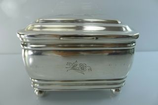 An Old Fraget N Plaque Solid Silver Plate Hinged Lid Jewelry Box