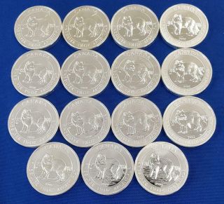 15 Canada 2014 1.  50ozt.  9999 Silver Artic Fox $8 Coins Bu,  Spots Tube L9633
