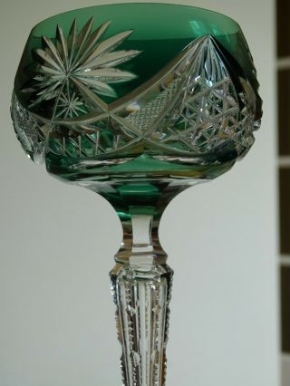 ONE ANTIQUE ROEMER WINE GLASS CRYSTAL VAL SAINT LAMBERT EPINAL GREEN COLOR 3