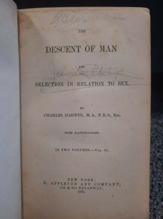 Charles Darwin - The Descent of Man Vol.  2 - 1st Edition Antique 1871 Hardcover 5