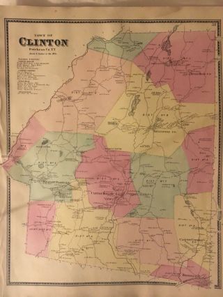 Town Of Clinton,  Dutchess County,  Ny 1867 Lithograph By F.  W.  Beers