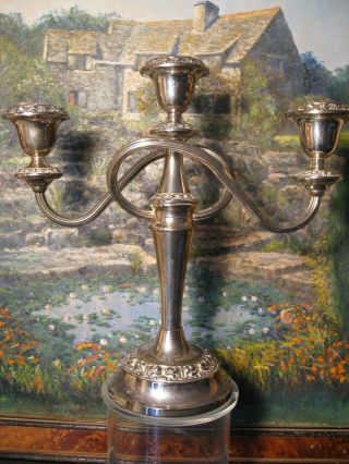 Large Vintage Silverplate Silver Plated Candelabra With Detachable Sconces