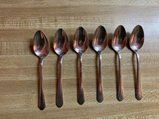 National Silver Co Triple Plate Plus 4 - 3/8 " Long Vintage Set Of Six Sugar Spoons