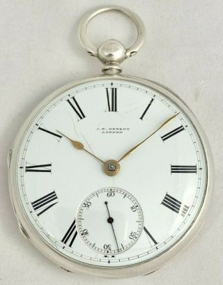 Antique Sterling Silver English Fusee Lever Pocket Watch J.  W.  Benson London 1876