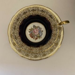 Antique Aynsley Handpainted Rose J.  A.  Bailey Signed Tea Cup & Saucer Bone China