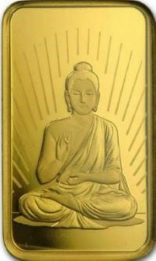 10 Gram " Buddha " 24 Karat Pure Gold Bar From P.  A.  M.  P.  In Switzerland