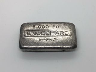 Old Engelhard Fpm 5th Series 5 Oz.  999 Fine Silver Bar S/n 52285 Rare