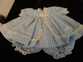 Vintage Madame Alexander Pussy Cat Blue Checked Dress 14 " Doll