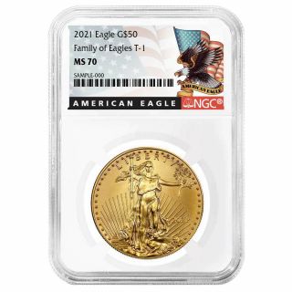 2021 $50 Type 1 American Gold Eagle 1 Oz.  Ngc Ms70 Black Label