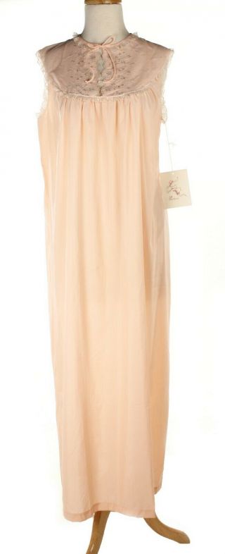 Vintage Barbizon Lingerie Nightgown W Tags - Pink W Embroidery - Sz S - Hey Viv