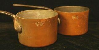 2 Duparquet Huot & Moneuse Antique Copper Pots D.  H.  & M.  Co Ny Hand Hammered Nyc