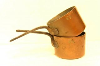2 Duparquet Huot & Moneuse Antique Copper Pots D.  H.  & M.  Co NY Hand Hammered NYC 2
