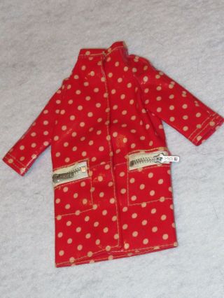 Vintage Mattel Barbie Francie Polka Dots N Raindrops 1255 Red Vinyl Raincoat