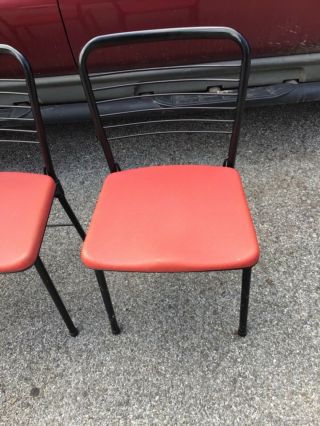 4 Vintage Mid Century Modern Cosco Vinyl Top Folding Chairs Wild red 2