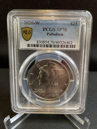 2020 - W $25 American Palladium Eagle Pcgs Sp70 1oz Palladium Coin