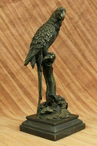 Museum Quality Parrot Bird On Tree Bronze Art Deco Statue Sculpture Figure
