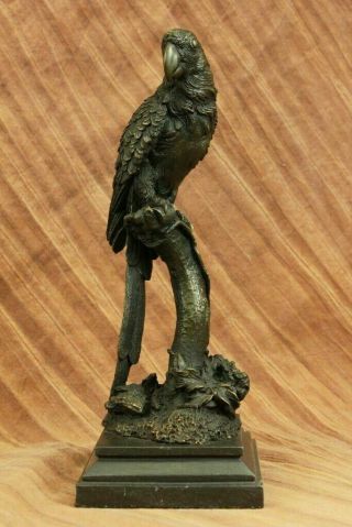Museum Quality Parrot Bird on Tree Bronze Art Deco Statue Sculpture Figure 2