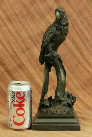 Museum Quality Parrot Bird on Tree Bronze Art Deco Statue Sculpture Figure 3
