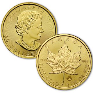 Random Date Canada 1 Oz Gold Maple Leaf $50.  9999 Fine Gem Bu