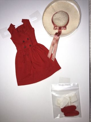 10” Vintage Mattel Barbie Skipper Clothing Red Sensation Dress & Hat 1963 M59