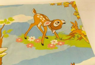 Vintage Walt Disney Bambi & Friends Twin Flat Sheet