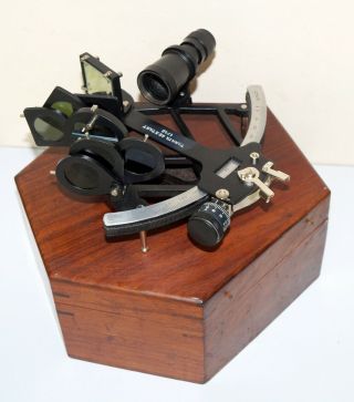 Black tamaya nautical 8 INCH sextant ship marine navy with wooden box handmade 2