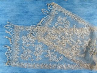 A Hand Needle Run Antique Silk Lace Scarf