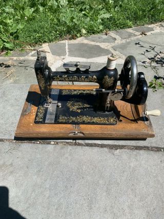 Rare Antique National Light Running Home Sewing Machine Hand Crank