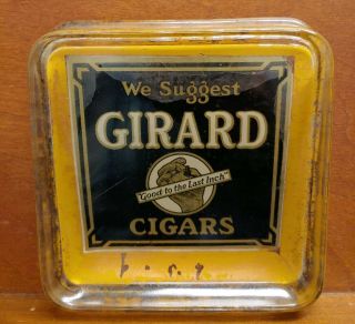 M69 Antique Girard Cigars Tobacco Advertising Glass Change Tray Brunhoff