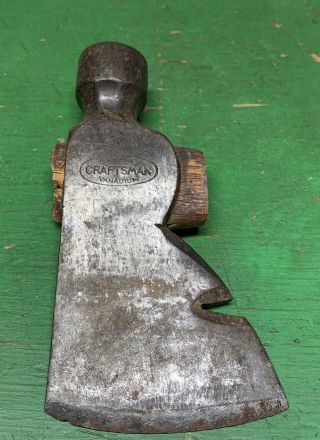 Antique Vintage Craftsman Chrome Vanadium Hatchet Axe Nail Puller Hammer Head
