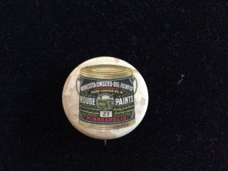 Antique 1896 Minnesota Linseed Oil Paint Co.  Minneapolis Adver.  Pin Paint Can