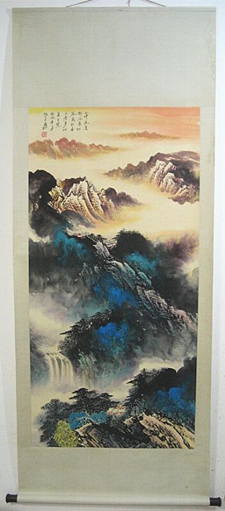 Chinese 100 Hand Scroll Painting Splash - color Landscape By Zhang Daqian张大千 泼彩 2